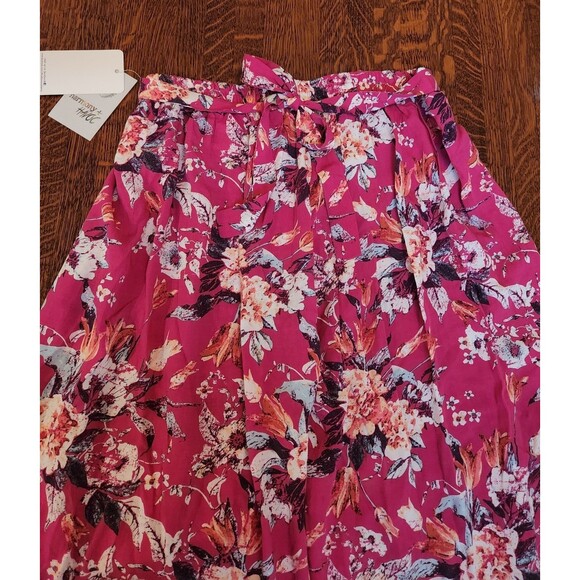 Harmony & Havoc Pink Floral Palazzo Pants Open Leg Capris Length Sz Small Tags - Picture 2 of 6